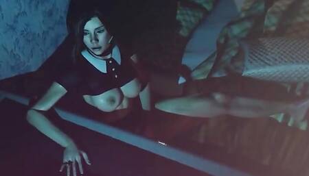 Skinny cutie masturbates and then fucks a trans friend