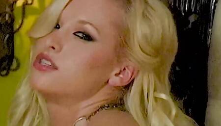 Erotique Entertainment - blonde bombshell Angie Savage sultry lounge singer lifts dress rubs her wet pussy EroticSexFantasies