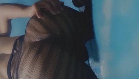Femboy playing with his lil ass in a sexy fishnet