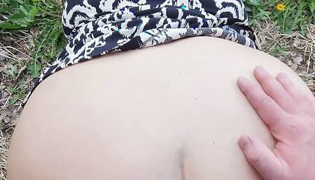 Stepsister fucks hard in the park in public in all positions