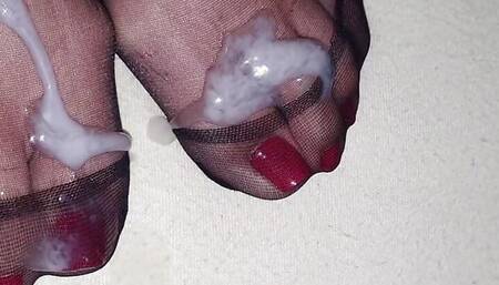 Nylon feet Cumshot compilation #3