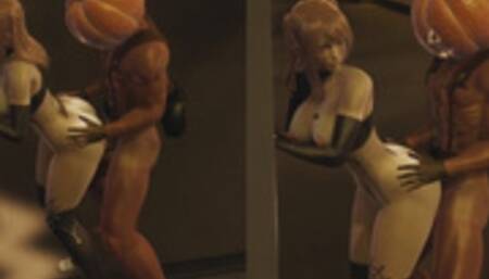 SORA (Scene 2) - Halloween Pumpkin Man Fucking Her Standing Up And Give Her The Biggest Creampie