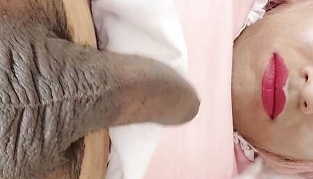 Sissy femboy self cum facial and public cumwalk