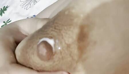 I love to spank my big tits, all milky