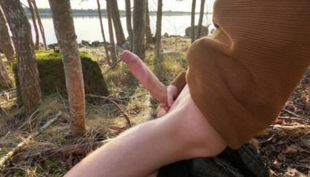 Delicious cumload in the warm spring sun