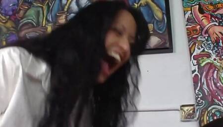 Busty brunette pornstar needs another guy to get hard to film her next scene