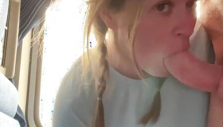 Horny girl fucks on public train