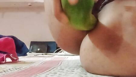 Horny lady uses stuff for pleasure