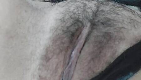 Hairy latina showing you her pubic hair and leg her just for you
