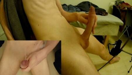 Working my hard 8inch dick - Cumshot from two angles