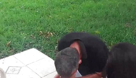 Outdoor foot licking party
