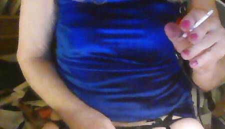 Open mouth gagged, tranny fag slut. Sarah, wanks her sissy clitty, fucks herself with a big, black cock, smokes a Virginia Slim