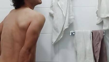 White bitch stick on ass on bathroom