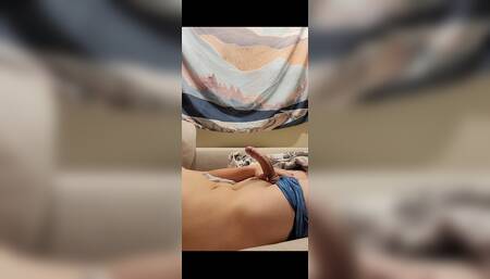 Teen with painted nails edging in boxers and cumming hard
