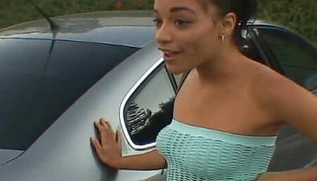 Attractive ebony whore stuffs her pussy and ass with toys