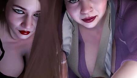 Double Blowjob by two Thick mature Asian Milfs - 3D Porn Short Clip