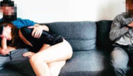 Cum Kisses with Tied Cuckold Husband