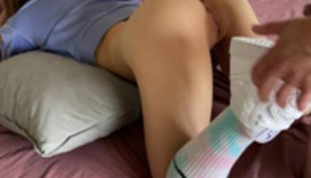 Innocent girl in Nike Air Jordan sneakers turns out to be a real whore