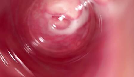 Camera deep inside Mia's tiny creamy pussy
