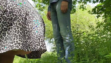 Hairy pussy of pissing mother-in-law and wide-spread legs excite son-in-law