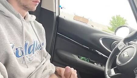 Stroking dick before work