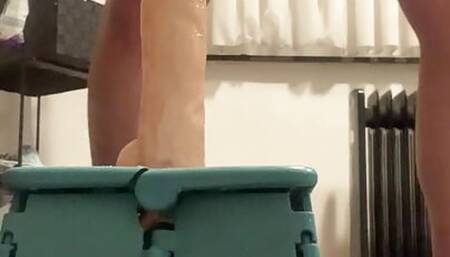 Anal play training with dildo