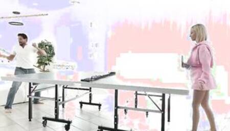 PASSION-HD Over Confident Blonde Sexy Loses Ping Pong Bet