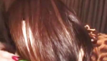 Horny Babe kissing and threesome blowjob