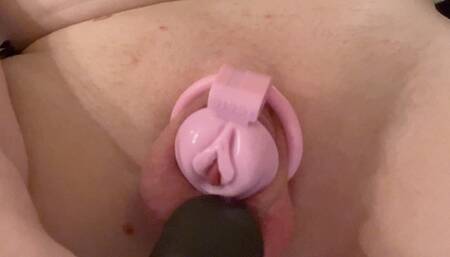 Vibing my sissy clit until i cum
