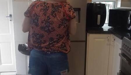 Wife strips in shorts