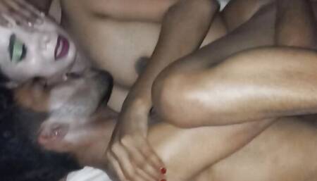 Stepmother surprises me with my stepfather's cuckold and we have an pussy threesome