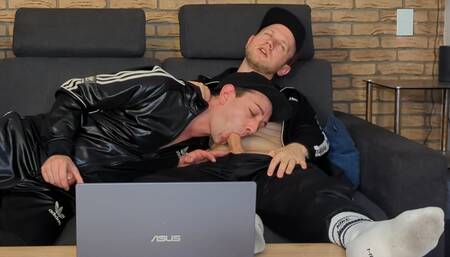 Watching porn and jerking together