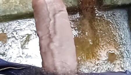 Tight Foreskin Big Black Asian Dick Screaming Fun at Outside