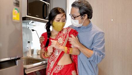 Indian Big-Ass Step daughter cannot control her naughty desire while meeting Step-father ( Hindi Voice )