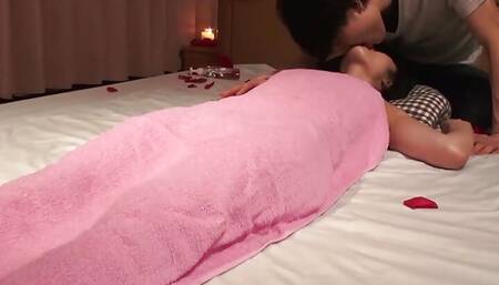 JAPANESE SKINNY BABE RIDES HUGE COCK CREAMPIE