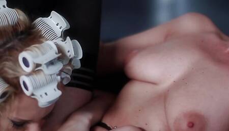 BABE MOANS AS LESBO LOVER LICKS CUNT AND FUCKS HER WITH A