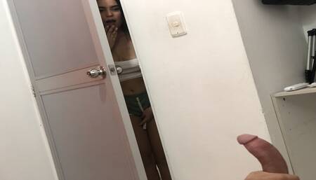 I caught my stepbrother jerking off and jumped on his dick to show him what a tight pussy feels like- in spanish