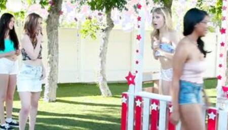 Kinky Ivy Wolfe Hard Finger Fuck Hottie Danni Rivers, Eats Her Ass And Her Snatch During Making Out Booth Day