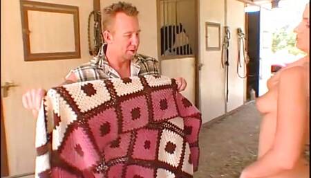 Sexy blonde cowgirl gets her shaved box filled with a hard cock