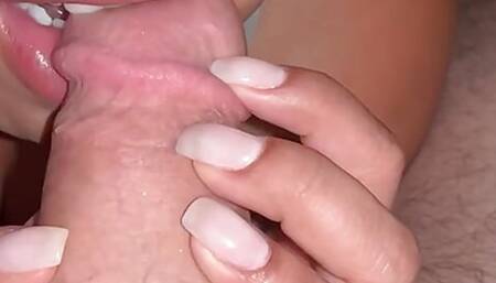 Latina worshipping cock kissing licking biting teasing