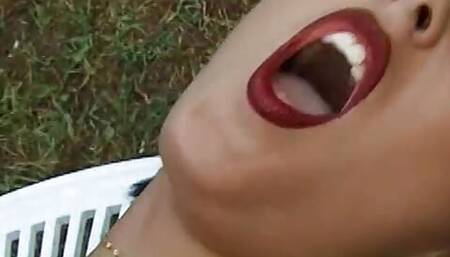 Horny waitress gets her pussy fucked after she sucked cock on the table