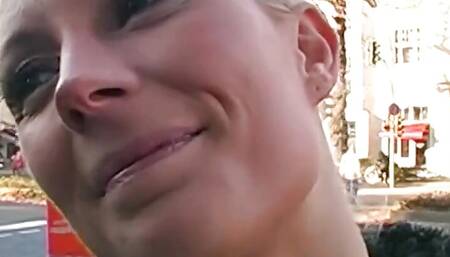 Street blonde bitch is so horny
