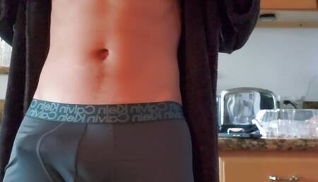 Latino twink morning wood and cum