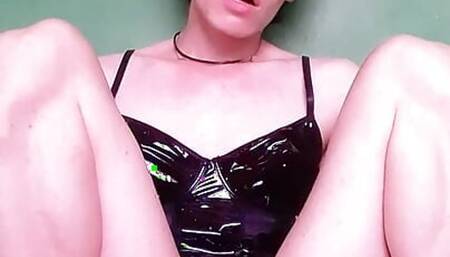 CD riding a dildo with cock floping
