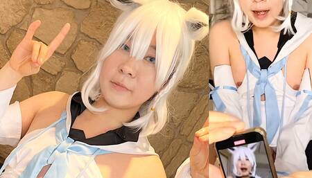 Hololive Shirakami Fubuki Femboy cowgirl anal sex