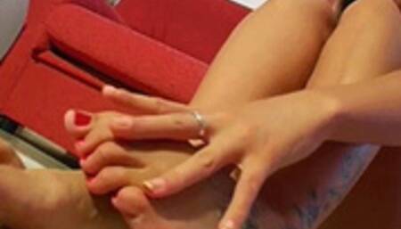 I can see the desperation in your eyes darling I'm going to allow you to jerk off on my sweet feet Promise to lick your mess up after though - MOV