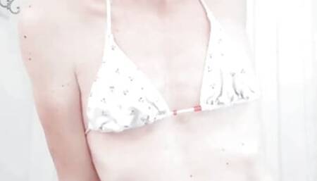Cd in bikini and stockings dances and masturbates