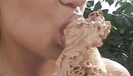 Busty slut likes nice fucking from two black dudes outdoor