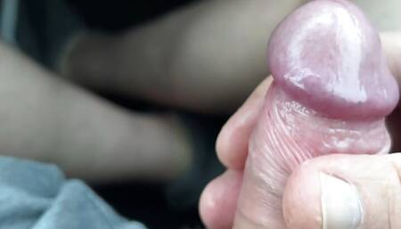 Public wank and cum in car