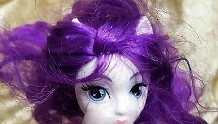 Doll with ears and tail bondaged to big dick till cum